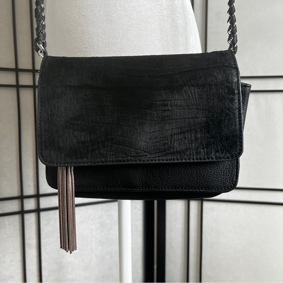 AIMEE KESTENBERG Black suede & leather cross body/clutch - leather wrapped chain - Picture 1 of 16
